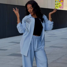 QZ-SH8212 | Embroidered Blazer and Trousers Set