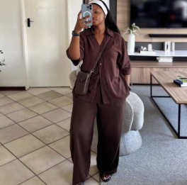QZ-SH8215 | Belted Shirt and Trousers Set