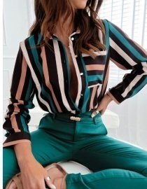 QZ-SH828 | Striped Long-Sleeve Blouse