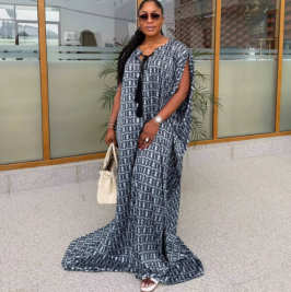 QZ-SH8495 | Printed One-Shoulder Maxi Dress