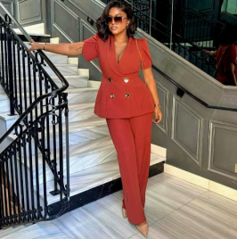 QZ-SH8902 | Double-Breasted Blazer and Trousers Set