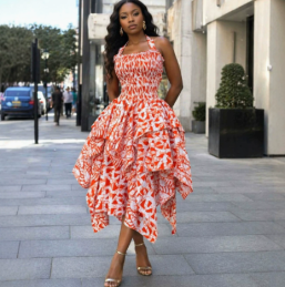 QZ-SH9033 | Printed Ruffle Midi Dress