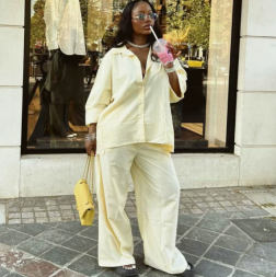 QZ-SH9119 | Shirt and Wide-Leg Trousers Set