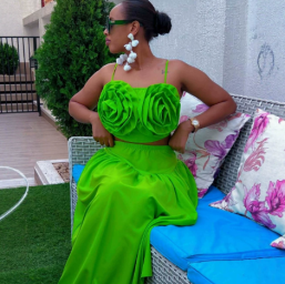 QZ-SH9234 | Rosette Crop Top and Maxi Skirt Set