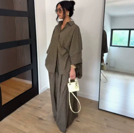 QZ-SH9265 | Checked Blazer and Trousers Set