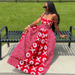 QZ-SH9422 | Printed Strapless Maxi Dress