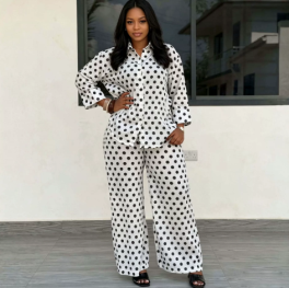 QZ-SH9915 | Polka-Dot Blazer and Trousers Set