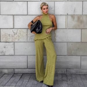 FSB 2TZ1080 | Halter Wide-Leg Jumpsuit