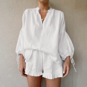 FSB 2TZ2698 | Margot Oversized Shirt Short Set