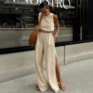 FSB 2TZ2736 | Sleeveless Top Wide-Leg Trouser Set