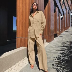FSB 2TZ6417 | Linen-Blend Tailored Trouser Suit