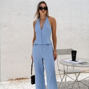 FSB 2TZ7150 | Halter Vest Wide-Leg Trouser Set