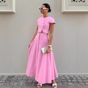 FSB 2TZ7180 | Peplum Top Maxi Skirt Set
