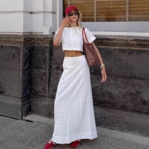 FSB 2TZ7186 | Halter Crop Top Maxi Skirt Set