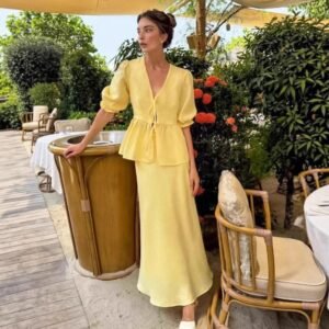 FSB 2TZ7216 | Wrap Peplum Maxi Dress