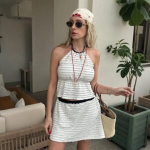 FSB 2TZ7292 | Liora Textured Halter Mini Dress