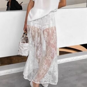 FSB BSQ4142 | Lace-Panel Maxi Skirt