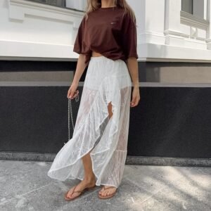 FSB BSQ4194 | Alba Sheer-Lace Maxi Skirt