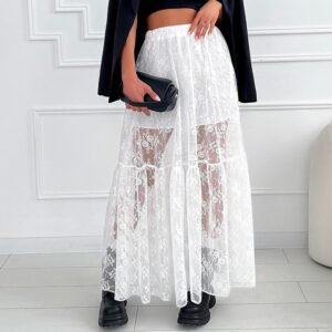 FSB BSQ4521 | Sheer Lace Maxi Skirt