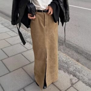 FSB BSQ6161 | Suede-Effect Maxi Skirt