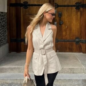 FSB BX2443 | Margot Belted Linen-Blend Vest