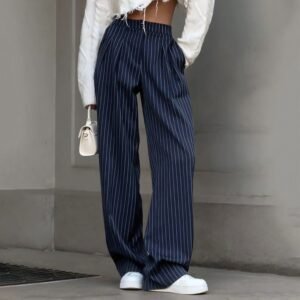 FSB C-K1036 | Pinstripe Wide-Leg Trousers