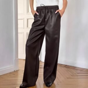 FSB C-K2948 | Faux-Leather Wide-Leg Trousers