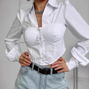 FSB CY1481 | Ruched-Front Fitted Shirt