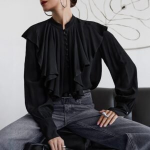 FSB CY1519 | Madeleine Gathered High-Neck Blouse