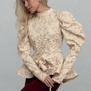 FSB CY1534 | Amandine Textured High-Neck Blouse