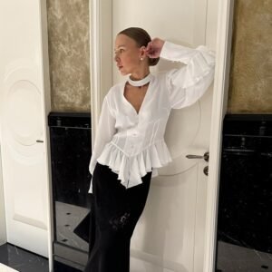 FSB CY1559 | Colette Ruffle-Front Blouse