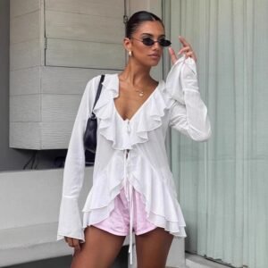 FSB CY3179 | Ruffle Mini Shirt Dress