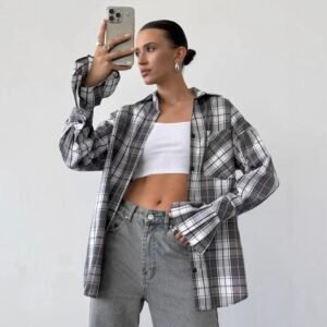 FSB CY4182 | Plaid Oversized Shirt Jacket