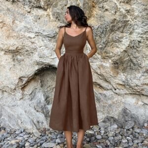 FSB LYQ0246 | Sleeveless Cotton Midi Dress