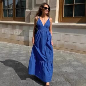 FSB LYQ2208 | Wrap-Front Maxi Dress