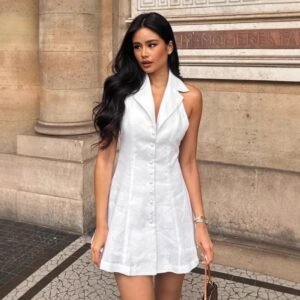 FSB LYQ2215 | Tailored Halter Mini Dress