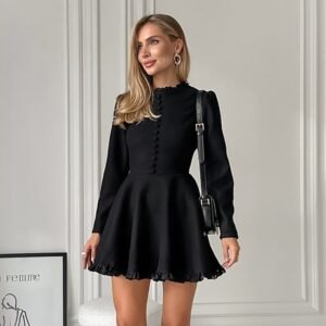 FSB LYQ3048 | Ruffle Long-Sleeve Mini Dress