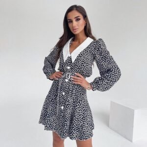 FSB LYQ4015 | Printed Wrap Mini Dress