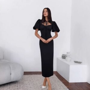 FSB LYQ4370 | Isabeau Bow-Cape Midi Dress
