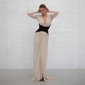 FSB LYQ6746 | Genevieve Contrast-Bodice Maxi Dress