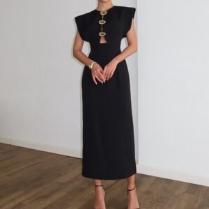 FSB LYQ6757 | Elodie Gold-Clasp Column Maxi Dress