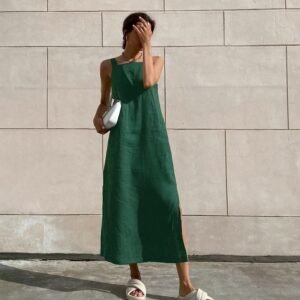 FSB LYQ8352 | Square-Neck Cotton Maxi Dress