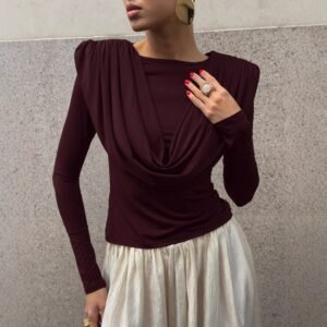 FSB TX1736 | Solene Draped High-Neck Top