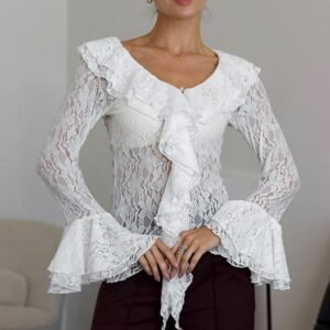 FSB TX1758 | Angelique Lace Ruffle Blouse