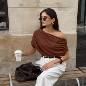 FSB TX1983 | Cambria Draped One-Shoulder Top