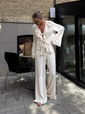 QS2TZ0291 | Belted Blazer and Wide-Leg Trouser Set