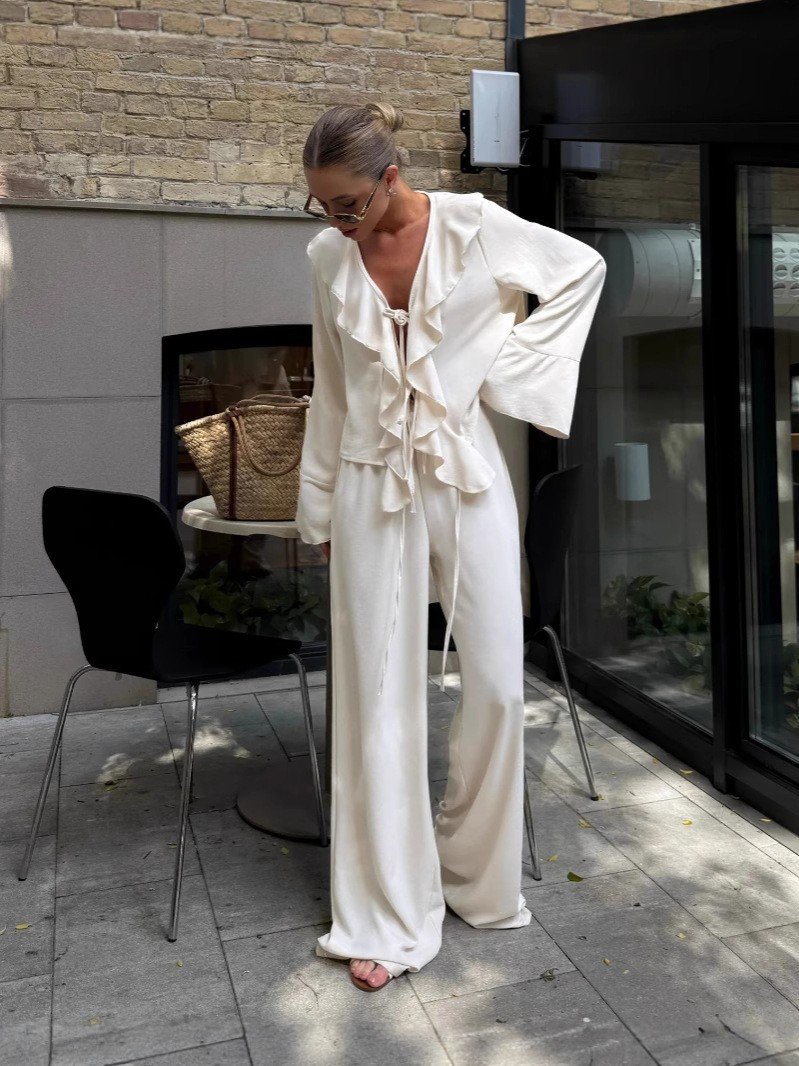 QS2TZ0291 | Belted Blazer and Wide-Leg Trouser Set