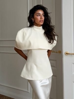 QS2TZ1926J | Cape-Sleeve Top and Trouser Set