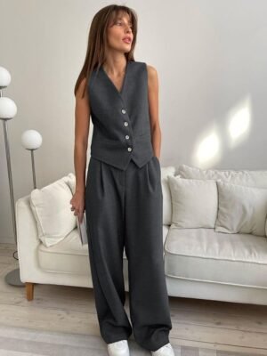QS2TZ2412 | Sleeveless Tailored Vest and Trouser Set