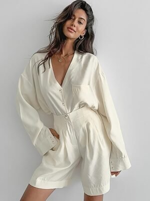 QS2TZ2955 | Wrap-Front Blazer and Short Set
